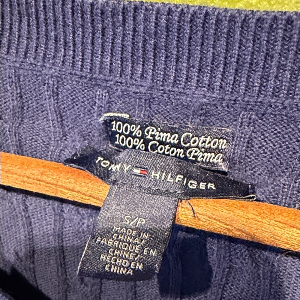 Tommy Hilfiger Women's Blue Cable Knit Sweater - Picture 2 of 6